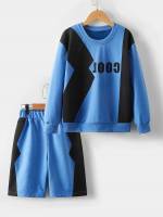 Blue Casual Long Sleeve Kids Clothing 8727