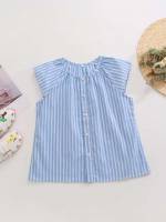 Casual Regular Fit Round Neck Button Front Girls Blouses 1473