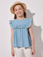 Ruffle Regular Sleeveless Cute Girls Blouses 4681