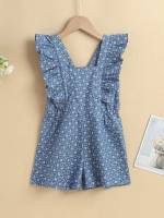  Square Neck Blue Cute Girls Jumpsuits 5021