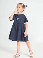 Embroidery Regular Fit Round Neck Floral Kids Clothing 4115