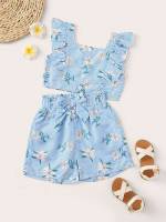  Ruffle Blue Floral Toddler Girls Clothing 728