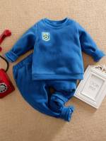 Round Neck Casual Regular Fit Embroidery Toddler Boy Two-piece Outfits 9623