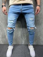 Plain Skinny Blue Men Clothing 745