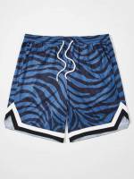 Striped Drawstring Regular Fit Men Shorts 87