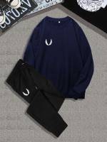  Drawstring Long Sleeve Blue Men Co-ords 271