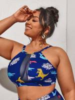  High Neck Cute Plus Size Beachwear 849