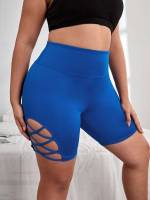  Plain Regular Fit Blue Plus Size Sports Shorts 8301