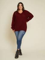  Casual V neck Plus Size Knitwear 5313