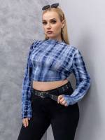  Crop Blue Backless Plus Size Women Tops 427