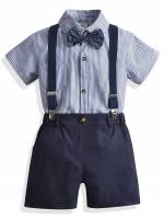 Striped Collar Blue Kids Clothing 5397