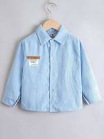 Long Sleeve Blue Patched Casual Toddler Girl Blouses 3325