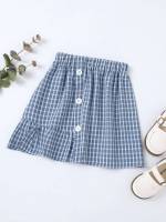 Plaid Ruffle Blue Short Kids Clothing 2043