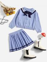 Preppy Long Sleeve Button Striped Toddler Girls Clothing 518