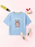 Round Neck Cartoon Casual Toddler Girl T-Shirts 6026