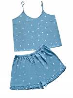  Blue Polka Dot Plus Size Pajama Sets 1536