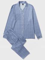  Long Sleeve Plaid Casual Men Underwear  Loungewear 1766