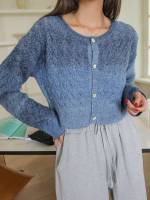 Ombre Round Neck Casual Long Sleeve Women Knitwear 7507