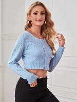  Casual Regular Fit Button Front Women Knitwear 3074