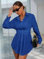 Plicated Regular Fit Long Sleeve Elegant Women Clothing 196