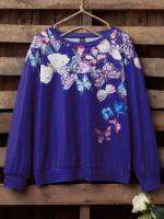  Butterfly Long Sleeve Regular Fit Women Sweatshirts 648