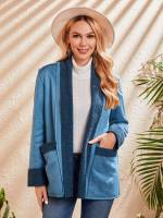 Long Sleeve Regular Fit Blue Short Women Coats 1530