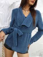 Regular Fit Regular Shawl Collar Long Sleeve Women Clothing 781