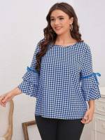  Three Quarter Length Sleeve Cute Knot Women Plus Clothing 93