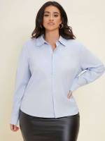 Plain Button Front Oversized Women Plus Clothing 3576