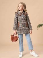  Button Front Houndstooth Girls Overcoats 7007