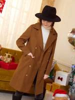 Regular Fit Brown Lapel Long Sleeve Kids Clothing 8118