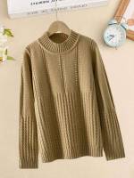  Brown Regular Long Sleeve Girls Sweaters 1580