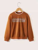 Letter Casual Long Sleeve Regular Fit Girls Sweatshirts 104