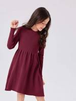 Brown Rib-Knit Casual Regular Fit Girls Clothing 8778