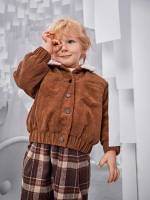 Brown Casual Collar Contrast Collar Toddler Boys Outerwear 6045