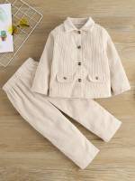 Plain Regular Fit Long Sleeve Casual Toddler Boy Two-piece Outfits 3739