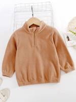 Brown Regular Funnel Neck Zipper Kids Clothing 86