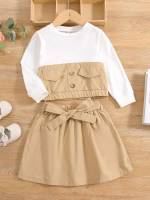 Long Sleeve Brown Button Toddler Girls Clothing 393