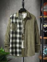 Brown Preppy Plaid Men Tops 153