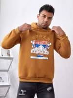 Brown Hooded Casual Letter Men Clothing 495