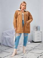  Oversized Casual Brown Plus Size Coats 631