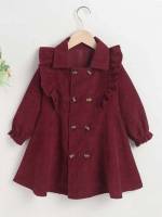 Plain Cute Ruffle Brown Toddler Girl Coats 4743