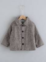 Long Sleeve Plaid Casual Regular Fit Toddler Girl Overcoats 9139