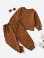 Long Sleeve Plain Round Neck Kids Underwear  Sleepwear 3735