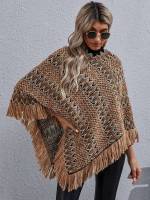 Brown Long Casual Fringe Women Sweaters 4829