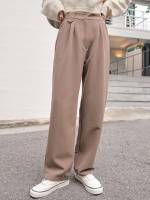 Regular Fit Plain Casual Women Pants 504