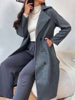 Regular Fit Brown Button Front Women Overcoats 2758