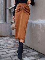  Long Elegant Drawstring Women Sweater Skirts 5851