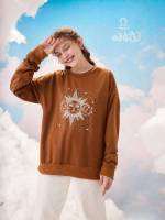 Round Neck Long Sleeve Graphic Casual Women Sweatshirts 651