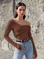 Elegant Brown Plain Regular Women T-Shirts 5548